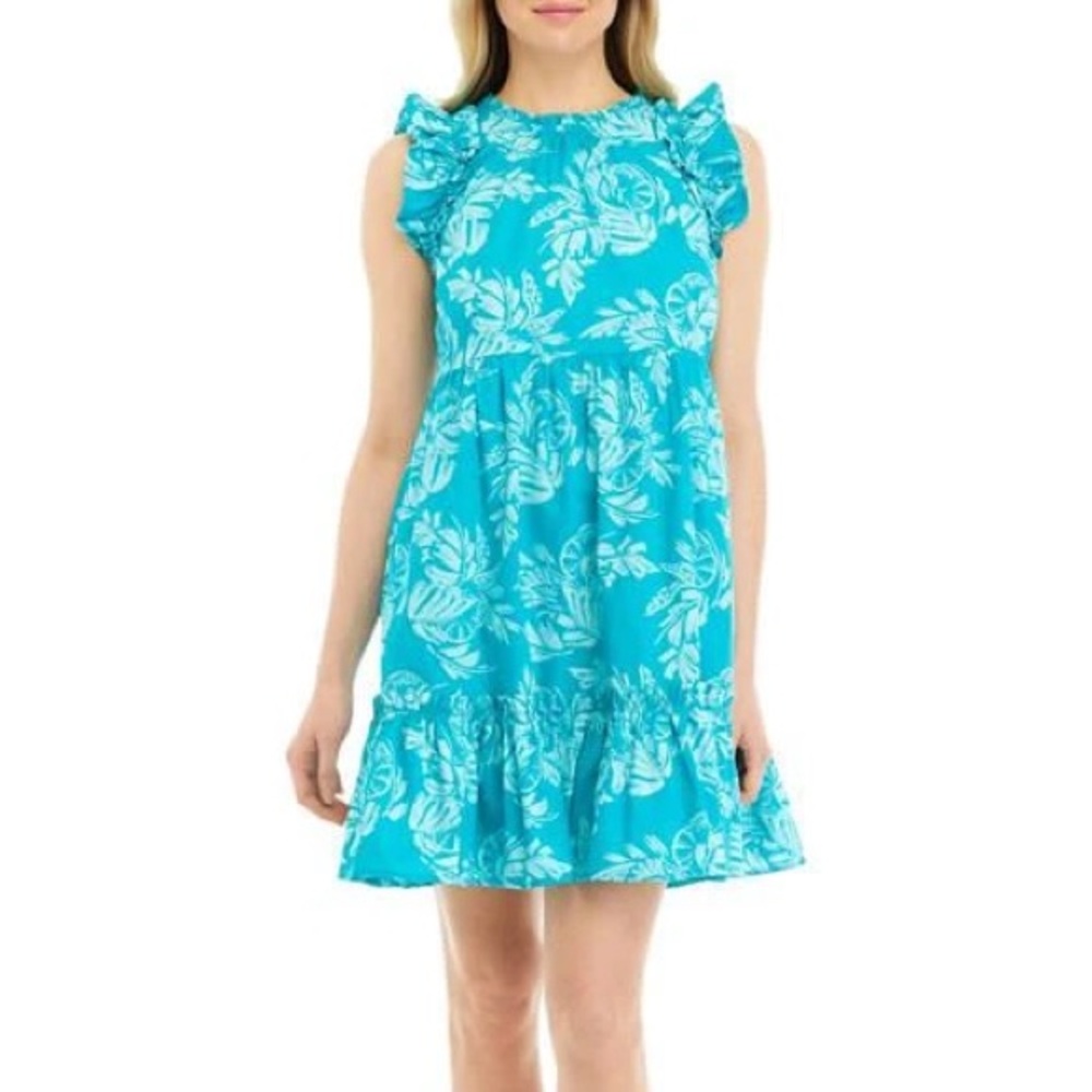 Crown & Ivy Printed Flutter Sleeve Dress